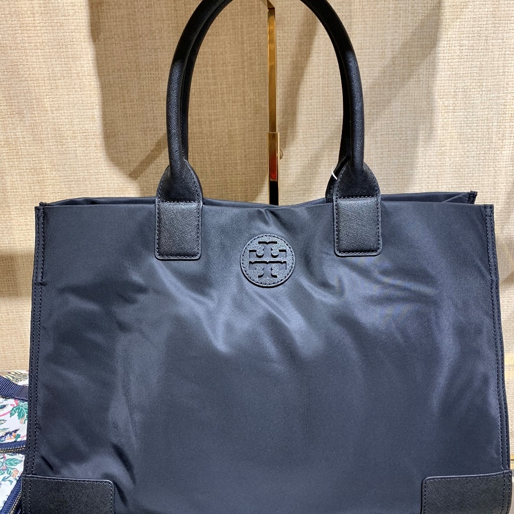 NWT Authentic Tory Burch ELLA Large Dark NAVY Tote